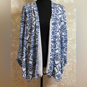 Fever S Black/Blue/White Layered Belle‎ Sleeve Shrug